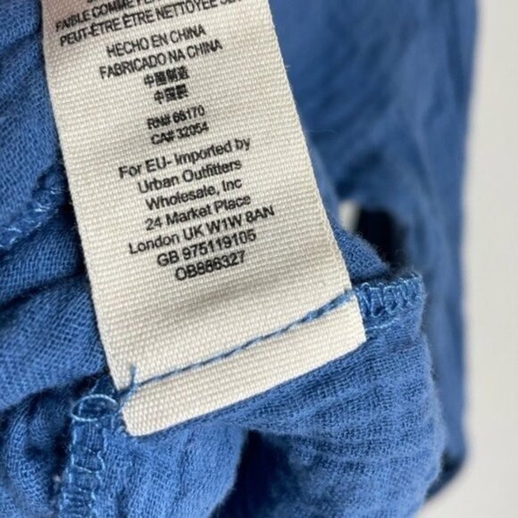 Free People Sunstreaks Gauze Blue Tie Front Shirt Top M - Picture 6 of 8